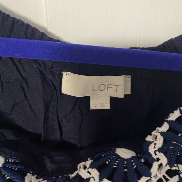 Loft Navy Blue Dress with Gorgeous neckline - Picture 4 of 6